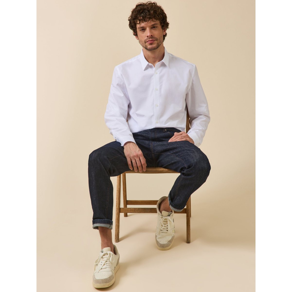 Chemise popeline unie coupe ajustée blanc, CYRILLUS