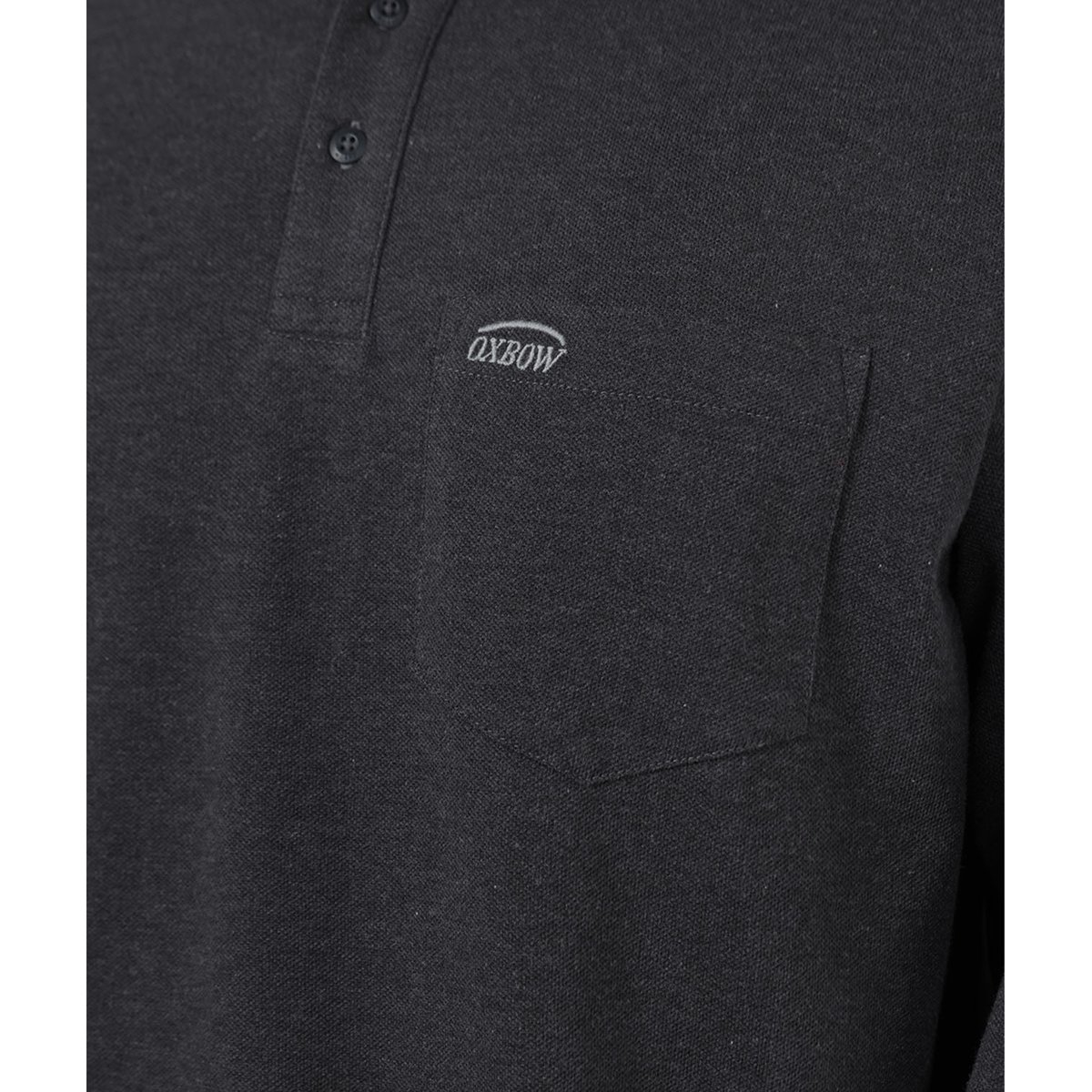 Polo manches longues STAPLE black heather, OXBOW