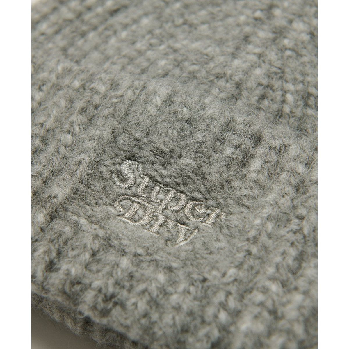 Bonnet en maille côtelée gris chiné, SUPERDRY