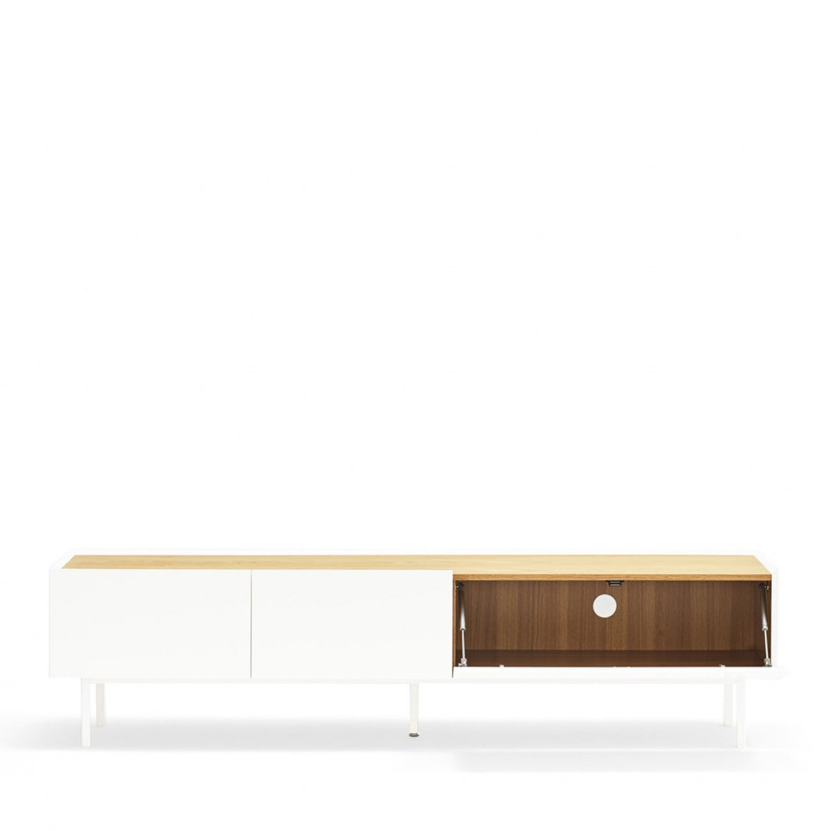 Meuble TV en bois 1 porte 2 tiroirs L180cm- ARISTA blanc, TEULAT