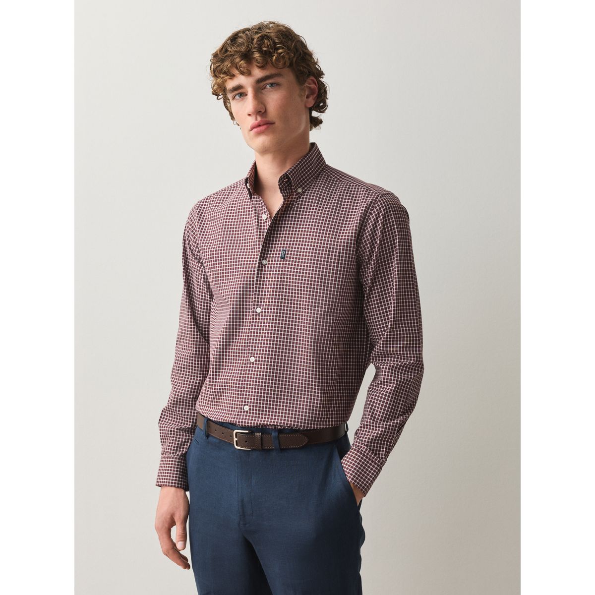 Chemise oxford , lot de 2 carreaux blancs/bordeaux, NEXT