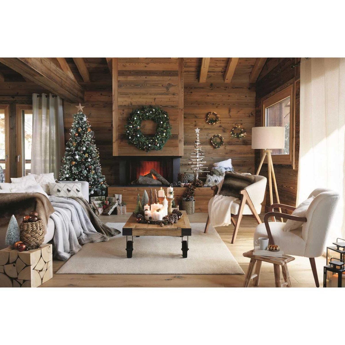 Fauteuil de salon en bouclette AMZA blanc, ATMOSPHERA