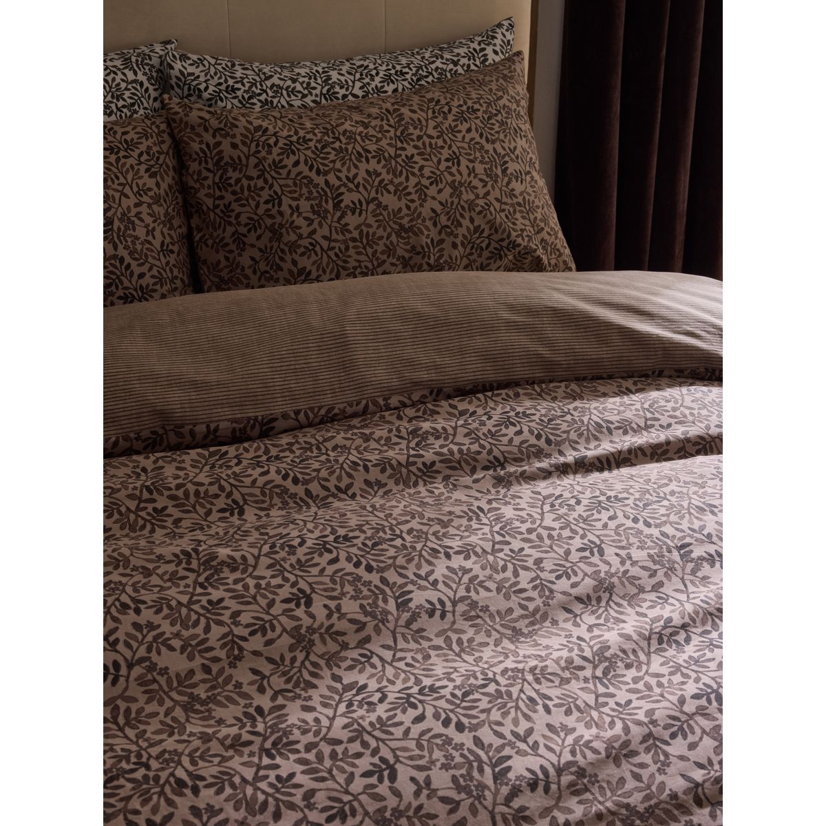 Parure de lit en coton, lot 2 feuille retombante brun chocolat, NEXT