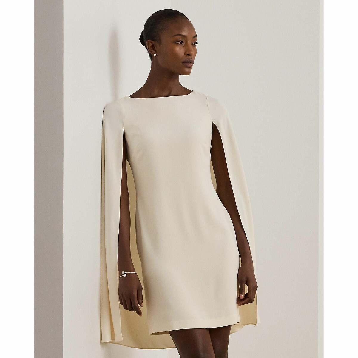 Robe courte cocktail col bateau cape PETRA ecru, LAUREN RALPH LAUREN