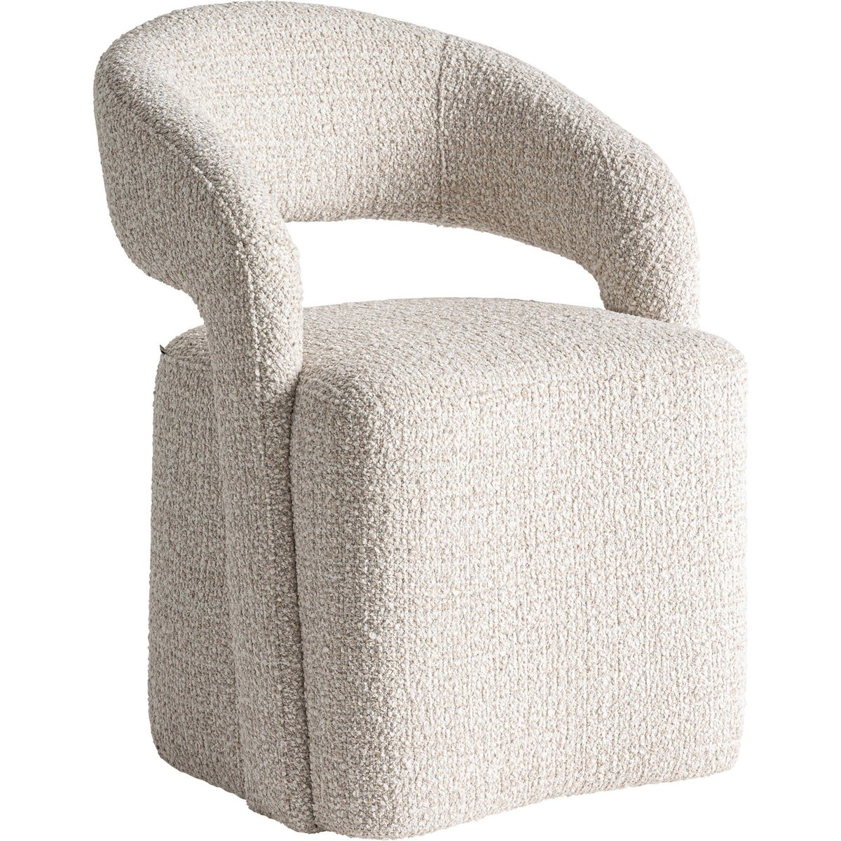 Chaise contemporaine en tissu bouclé crème marbré, RECOLLECTION