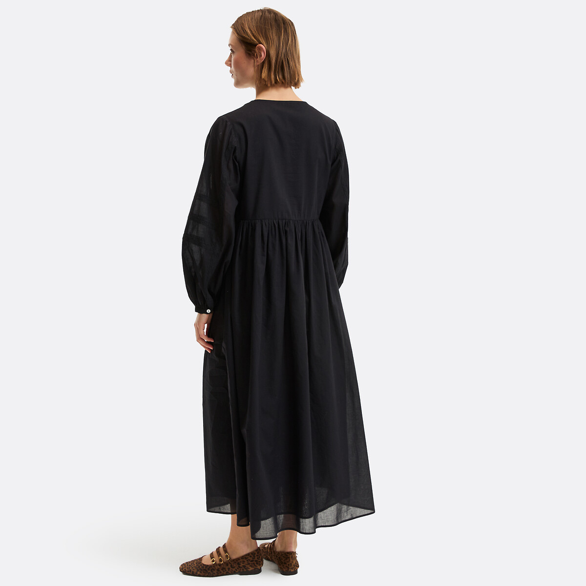 Robe évasée, longue, manches longues noir, LA REDOUTE COLLECTIONS