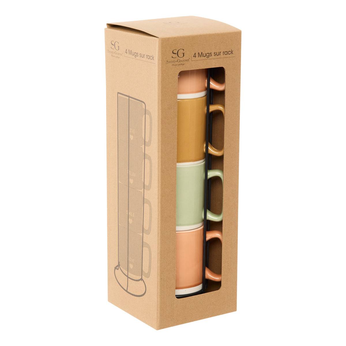 Rack 4 mugs RELAX transparent, ATMOSPHERA