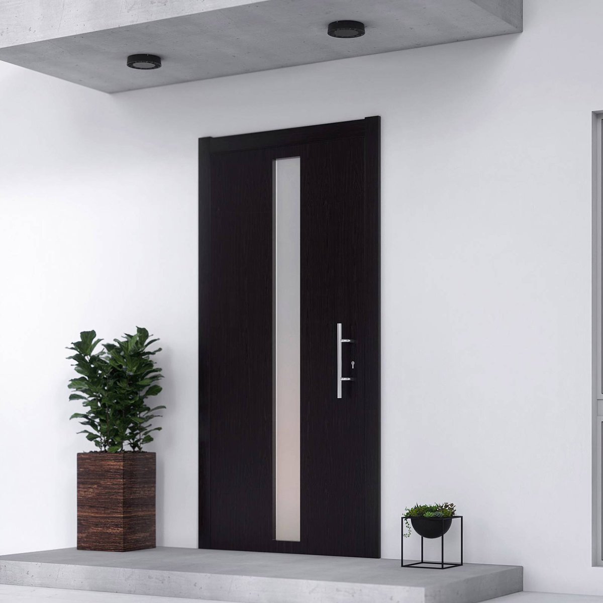 Plafonnier extérieur en aluminium moderneLED noir, LUCANDE