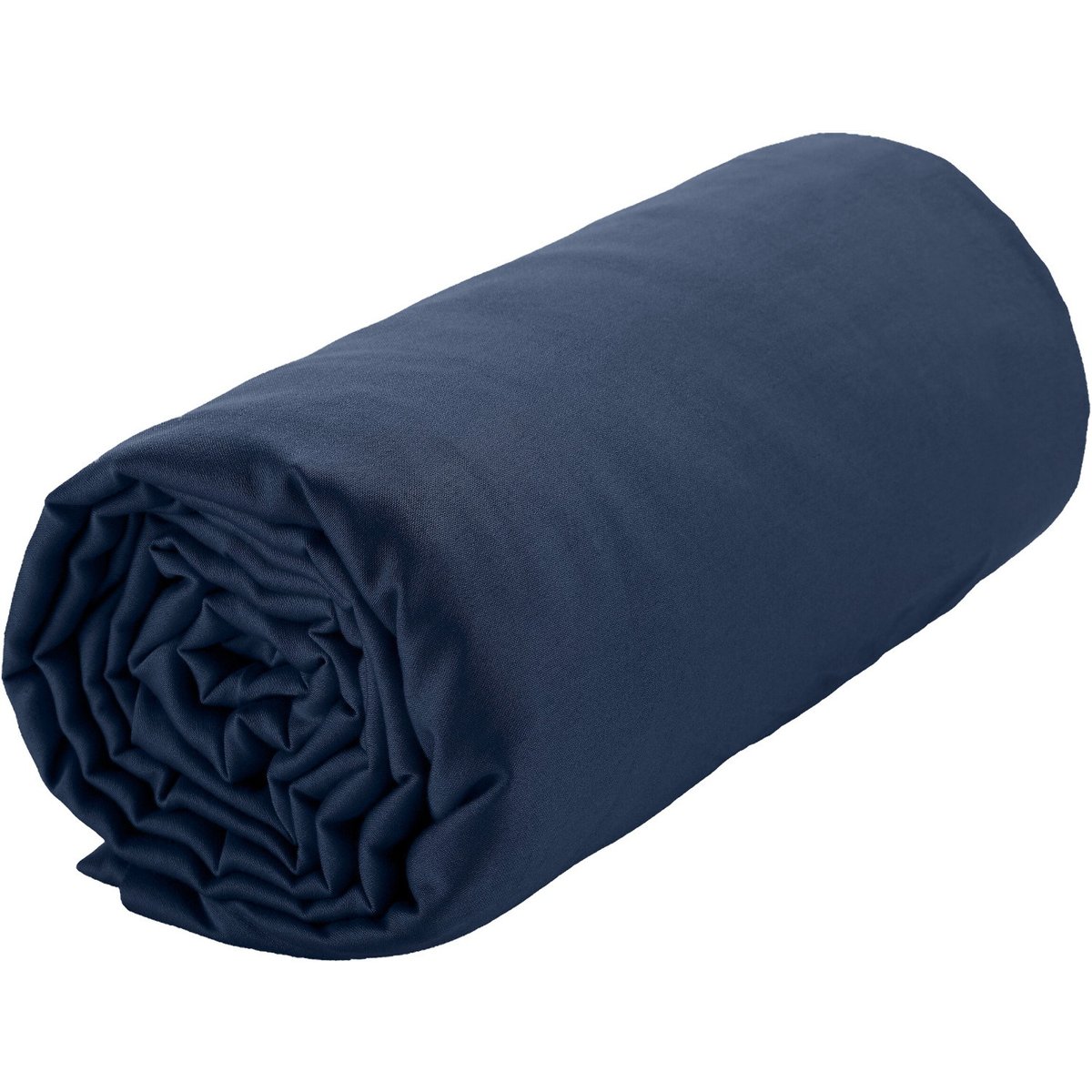 Drap housse en satin de coton lavé bonnet 30 cm uni, DESIR bleu marine, BATON ROUGE
