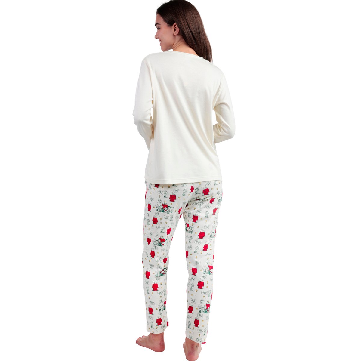 Pyjama pantalon top manches longues Classic Peanuts ivoire, ADMAS