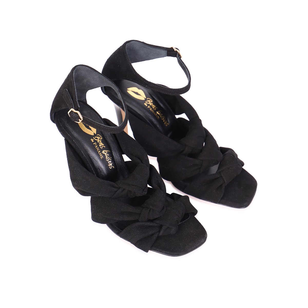 Babies Sandales à Talons En Cuir Michelle Cuir Velours noir, BONS BAISERS
