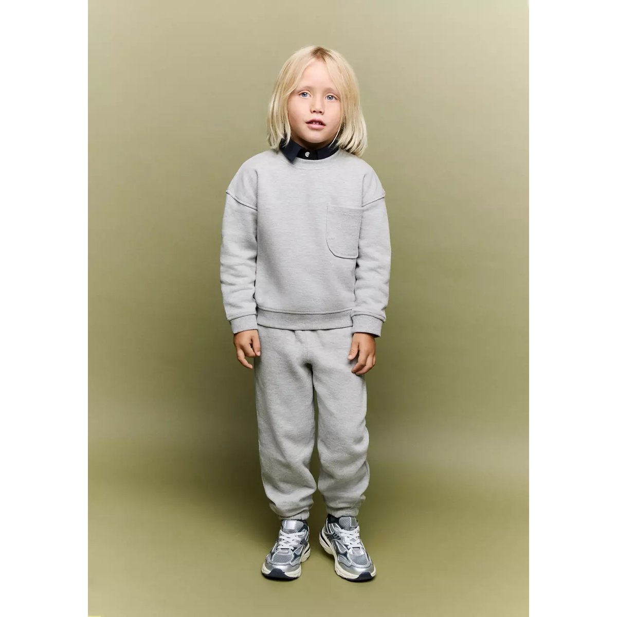 Pantalon jogger coton gris chiné clair, MANGO BABY