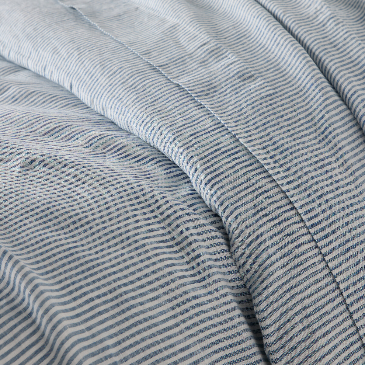 Housse de couette en lin lavé, Limona bleu rayé bleu, LA REDOUTE INTERIEURS