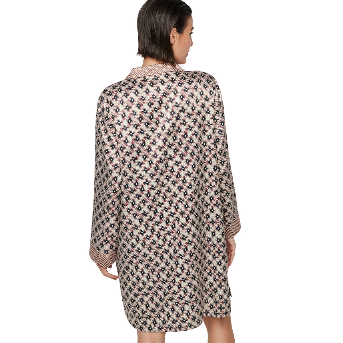 Chemise de nuit manches longues P116 SATIN SUBLIME marron, SELMARK