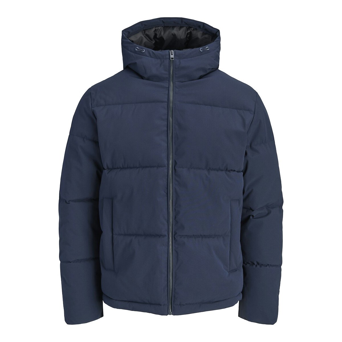 Korte donsjas met vaste kap en opstaande kraag, voor de winter donkerblauw, JACK & JONES
