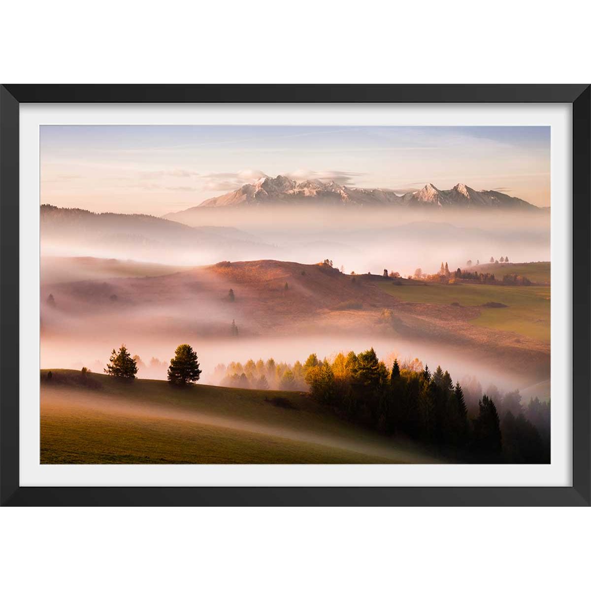 Affiche Automne serein et silence affiche + cadre en bois - noir, HEXOA