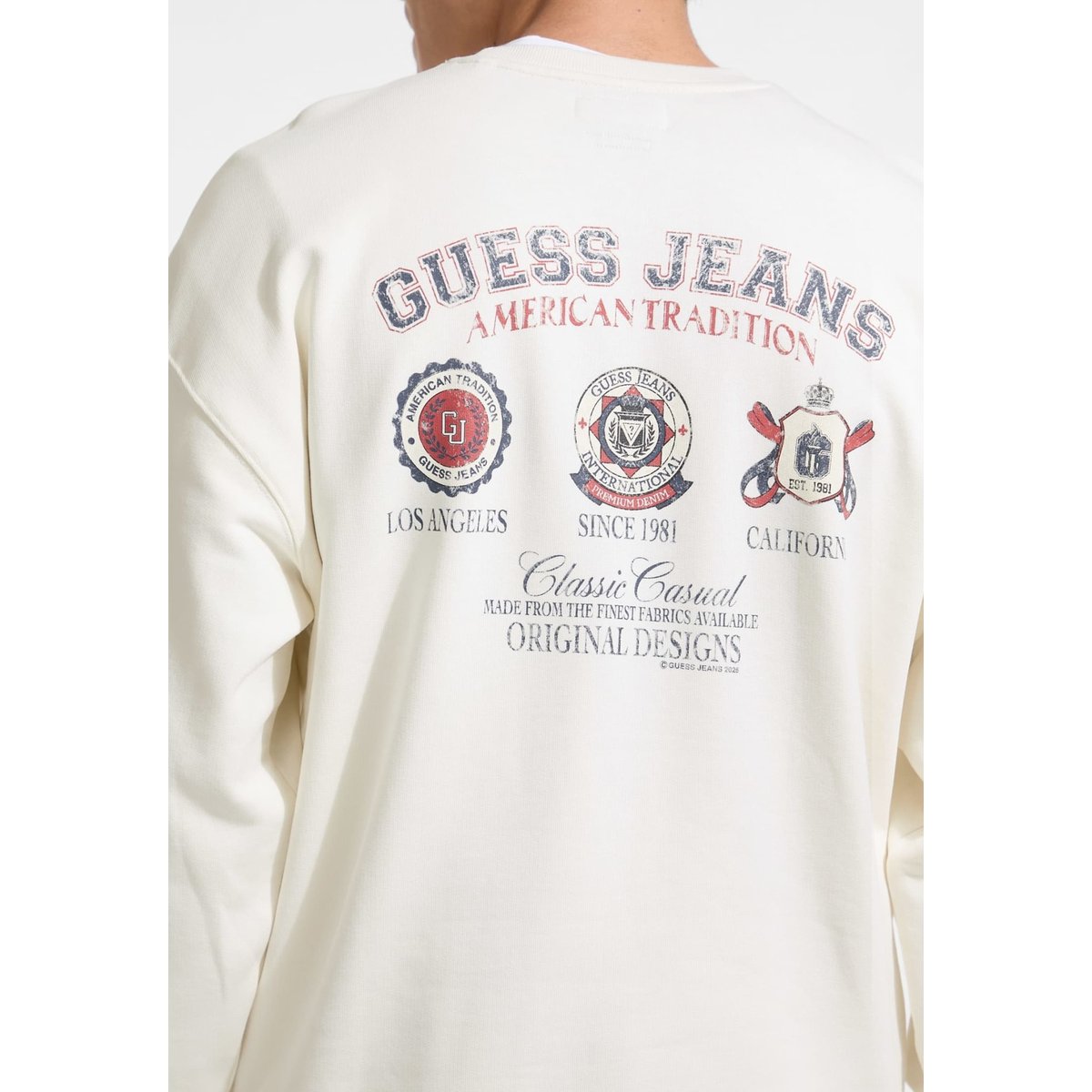 Sweat-Shirt Logo Universitaire blanc, GUESS JEANS