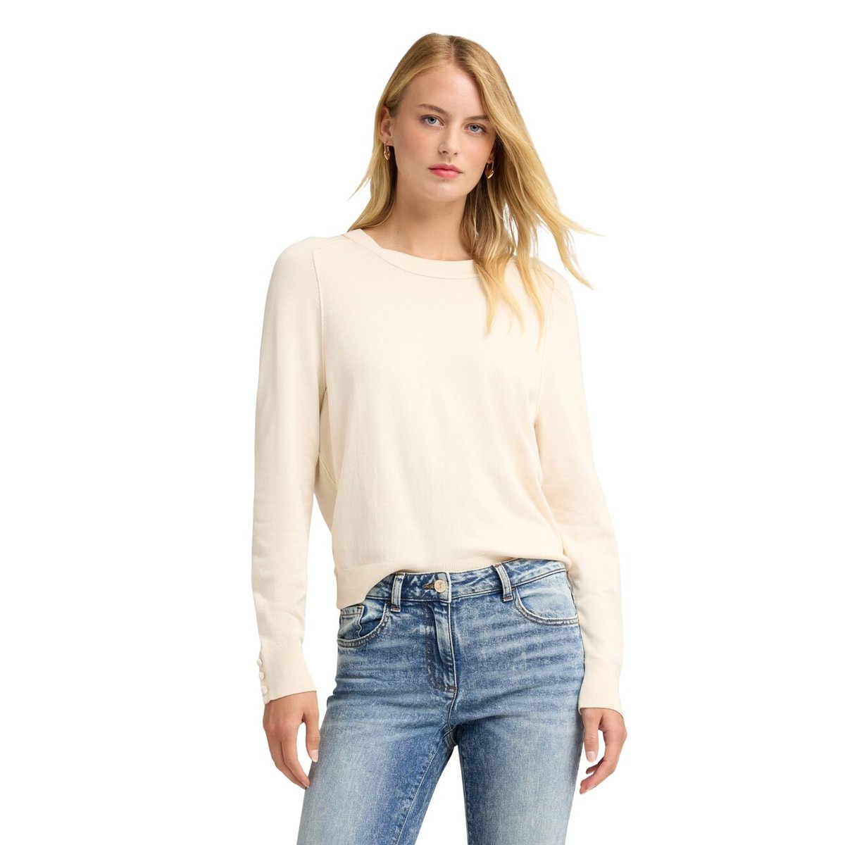 Pull en maille unie avec finitions ton sur ton noir, MOTIVI