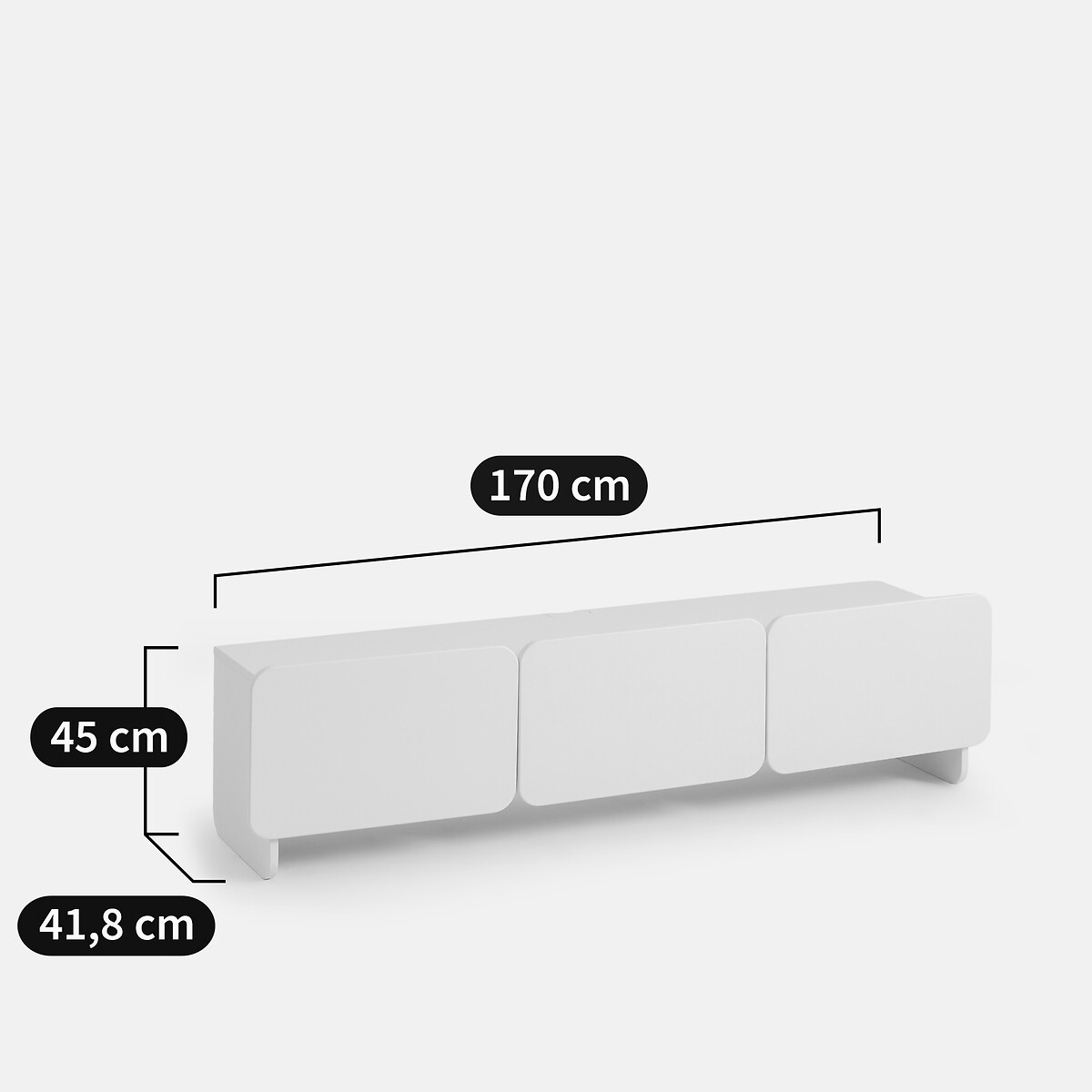 Gelakt hifi tv-meubel, 3 deuren, breedte 170 cm, CESCO lichtgeel, LA REDOUTE INTERIEURS