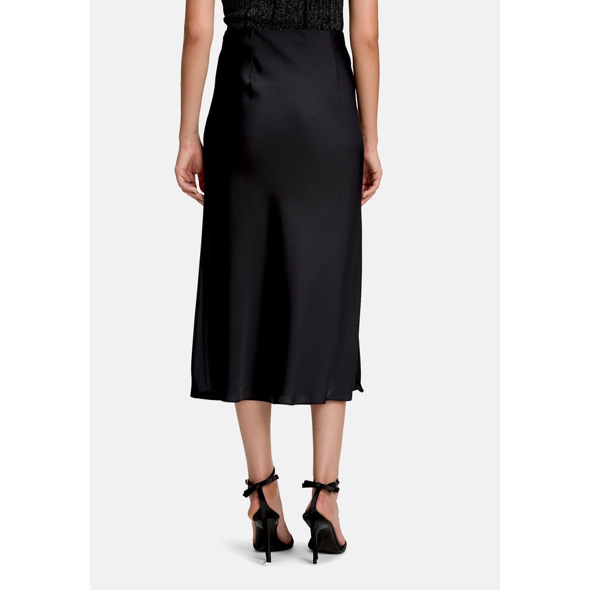 Jupe en satin à taille élastique noir, BETTY & CO