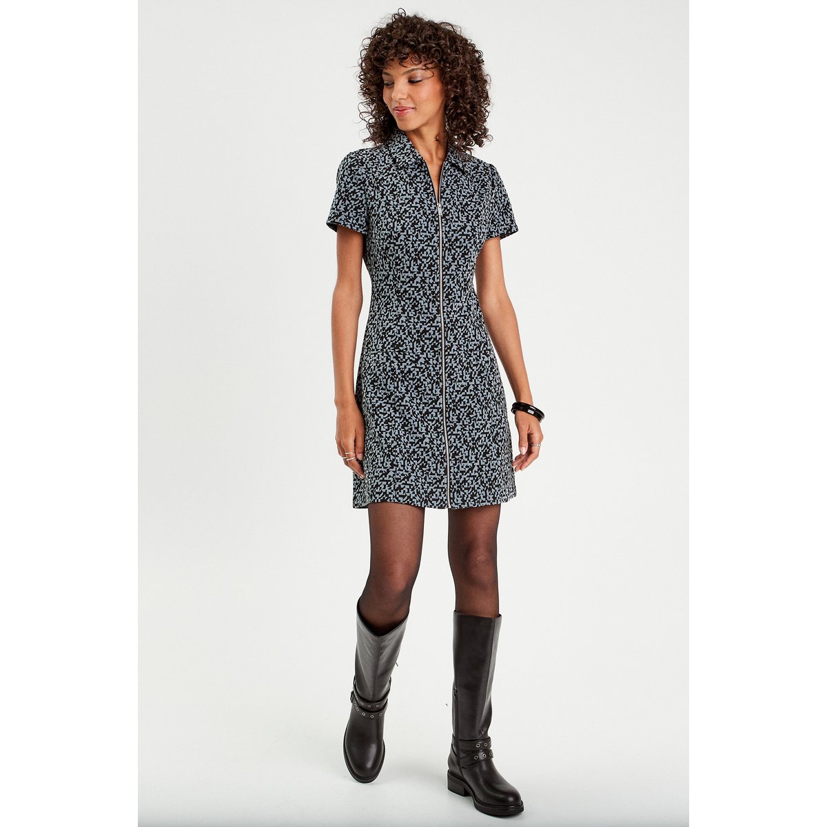 Robe évasée zippée noir, CACHE CACHE