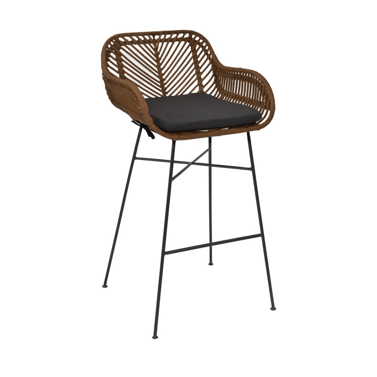 Lot de 2 tabourets de bar en rotin H68cm- NUNUHAI bois foncé, DRAWER