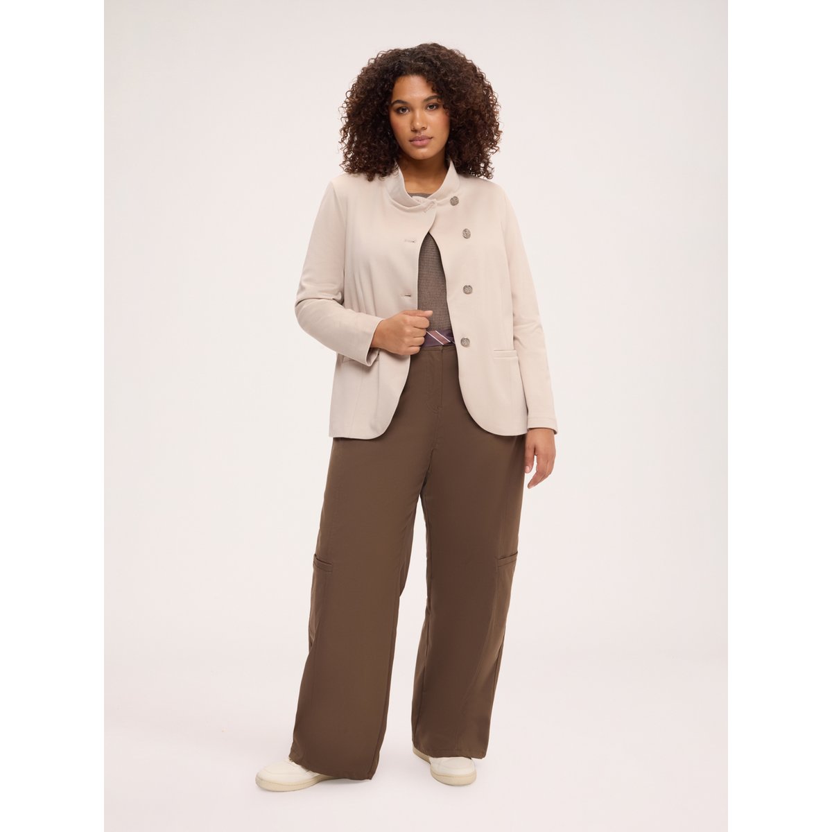 Blazer à fermeture asymétrique beige, FIORELLA RUBINO