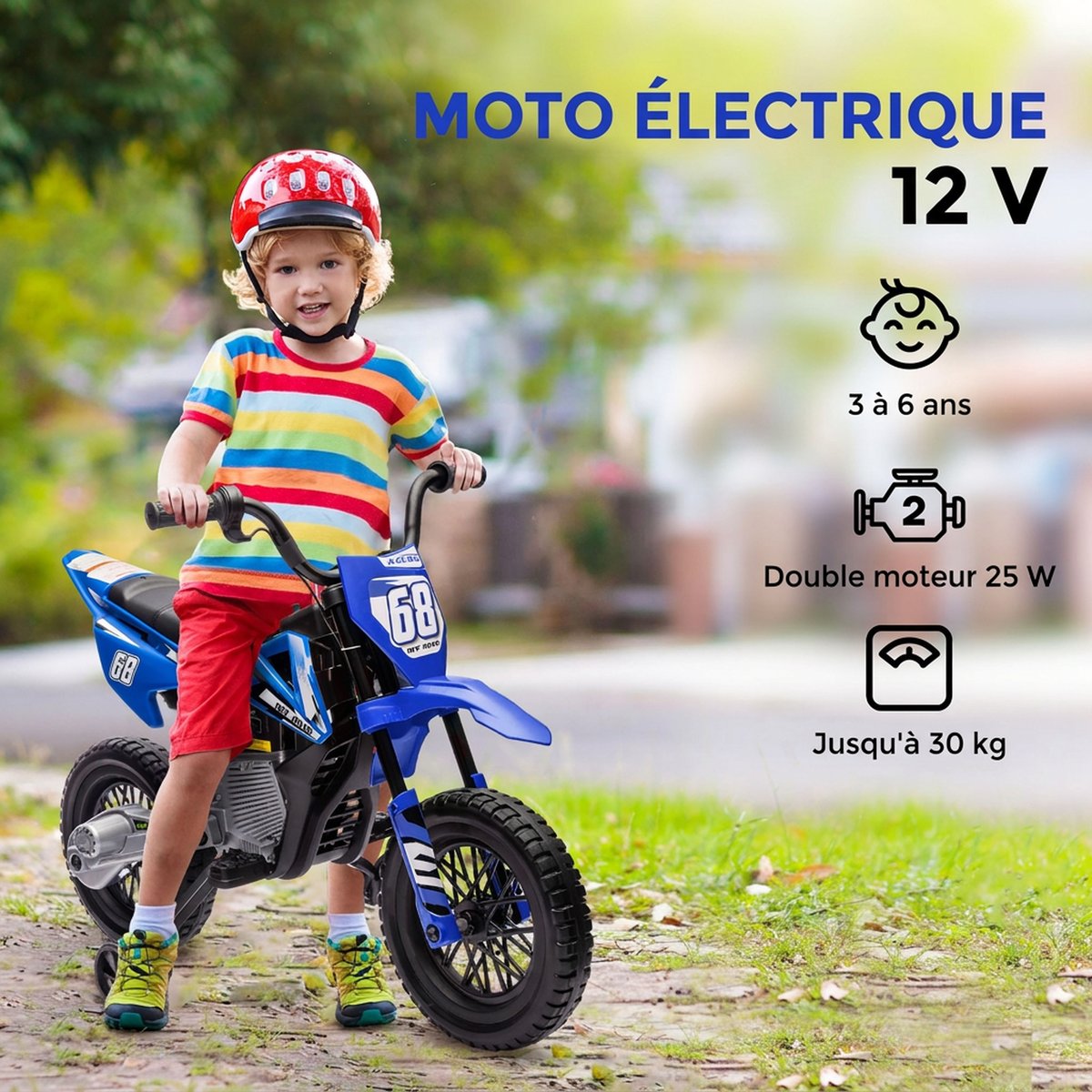 Moto électrique à conducteur assis PP bleu, AIYAPLAY