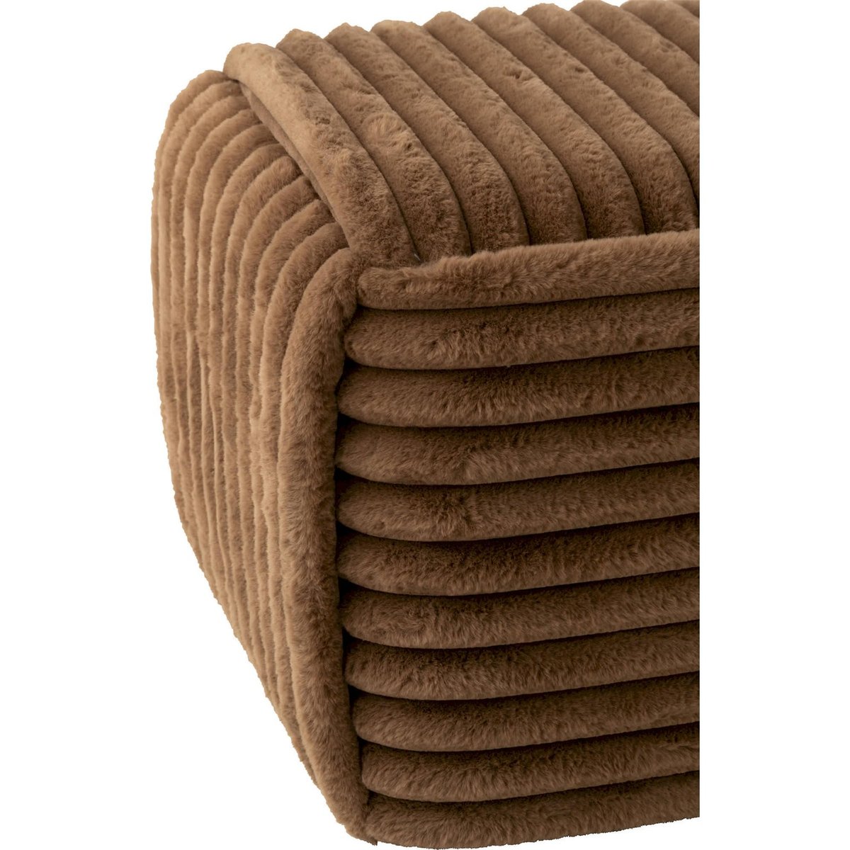 Pouf côtelé en tissu marron, RECOLLECTION