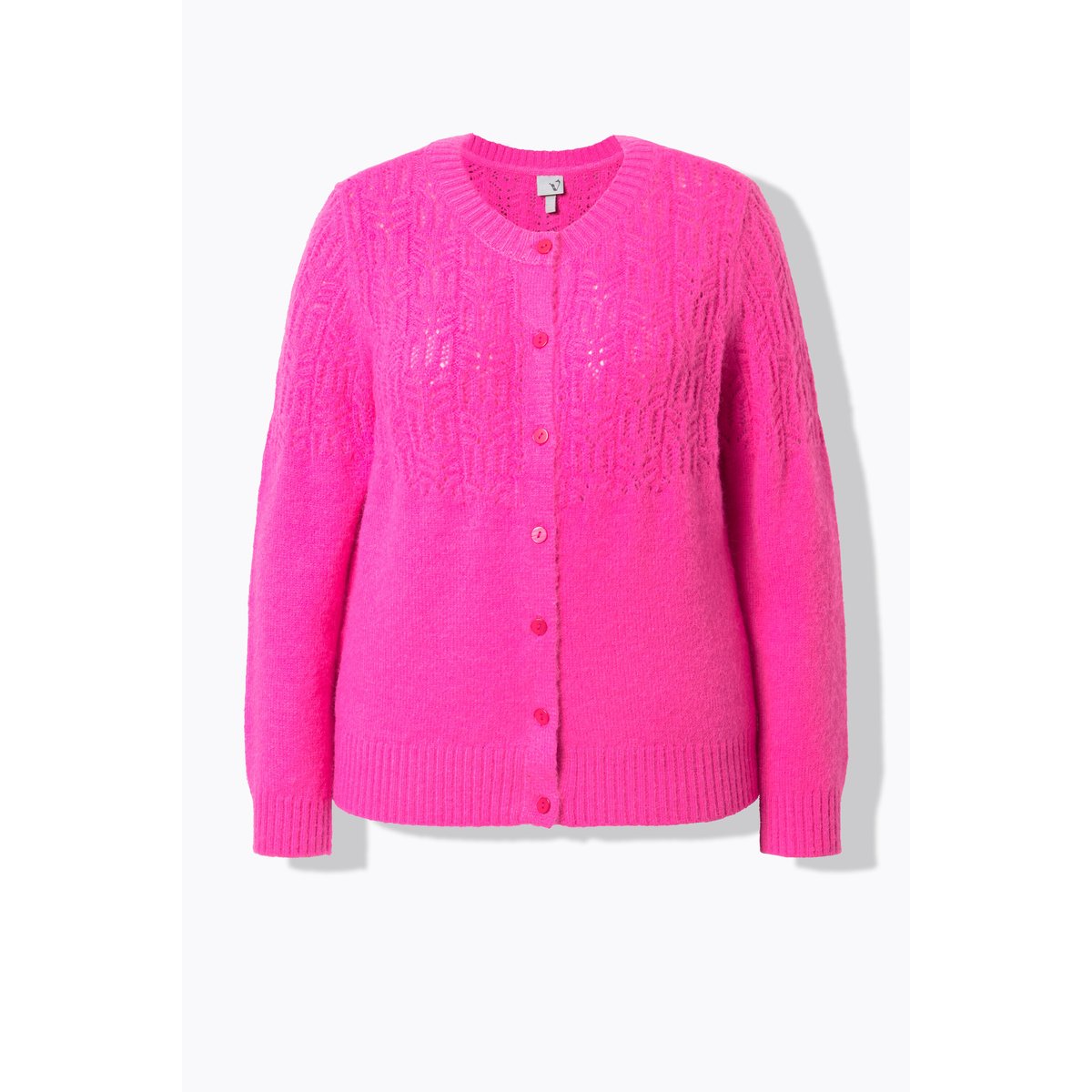 Cardigan col rond et manches longues rose vif, ULLA POPKEN