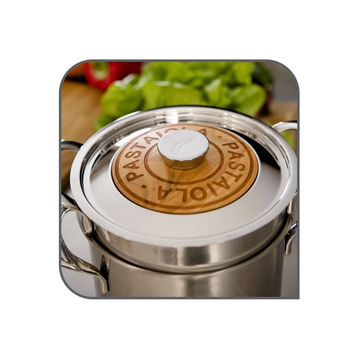 Marmite pastaiola en inox - ø20 cm - 4 l - emozione gris, LAGOSTINA