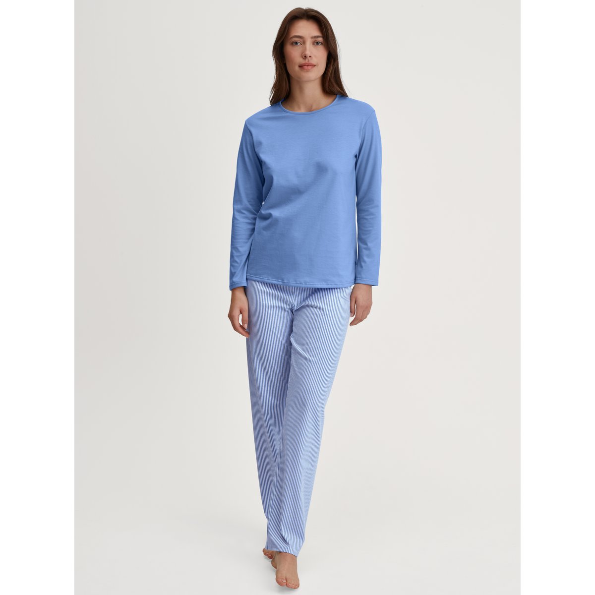 Pyjama long manches longues Coton LOVELY NIGHTS bleu hortensia, CALIDA
