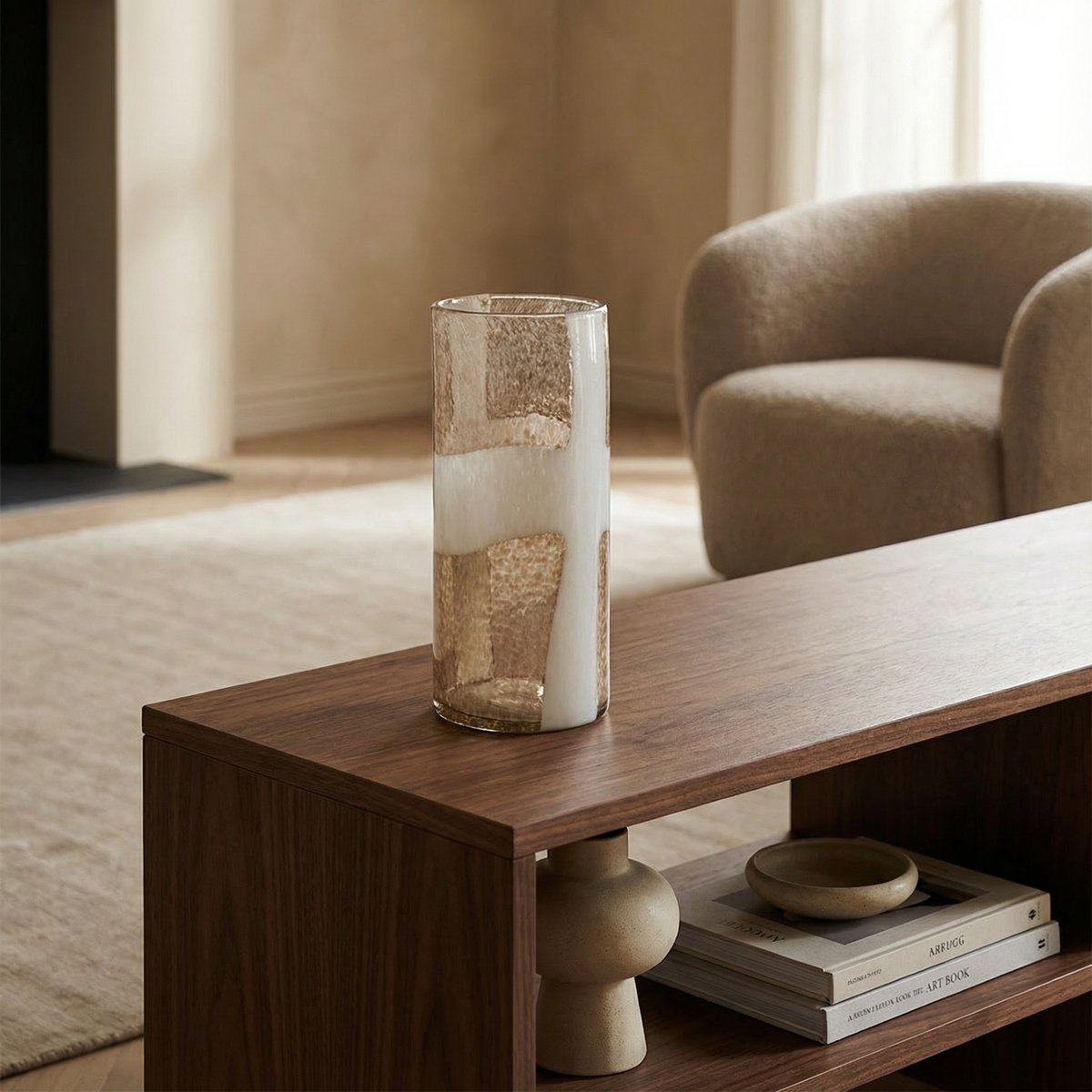 Vase décoratif en verre soufflé H39 MIRAGE marron, SIA DECO