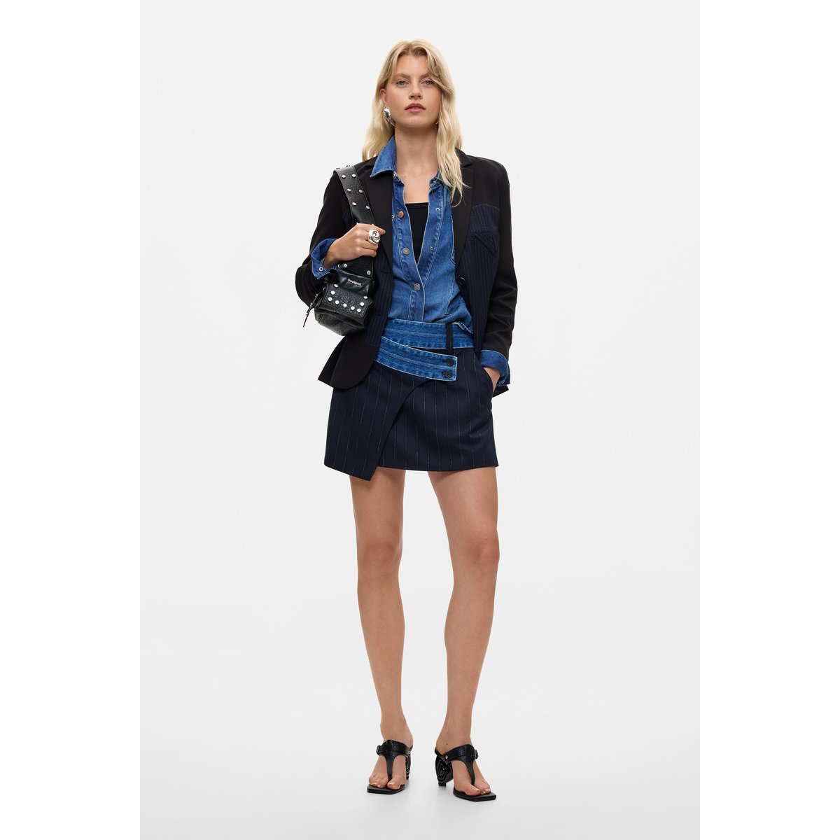 Jupe courte combinée bleu, DESIGUAL