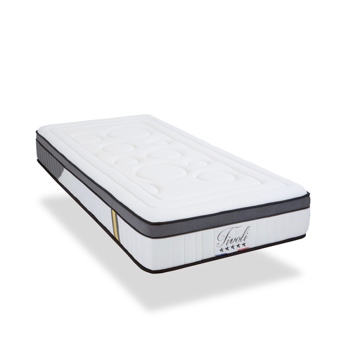 Pack Tivoli 140x190 cm Matelas Mousse + Sommier Bois + Accessoires blanc, BELLECOUR