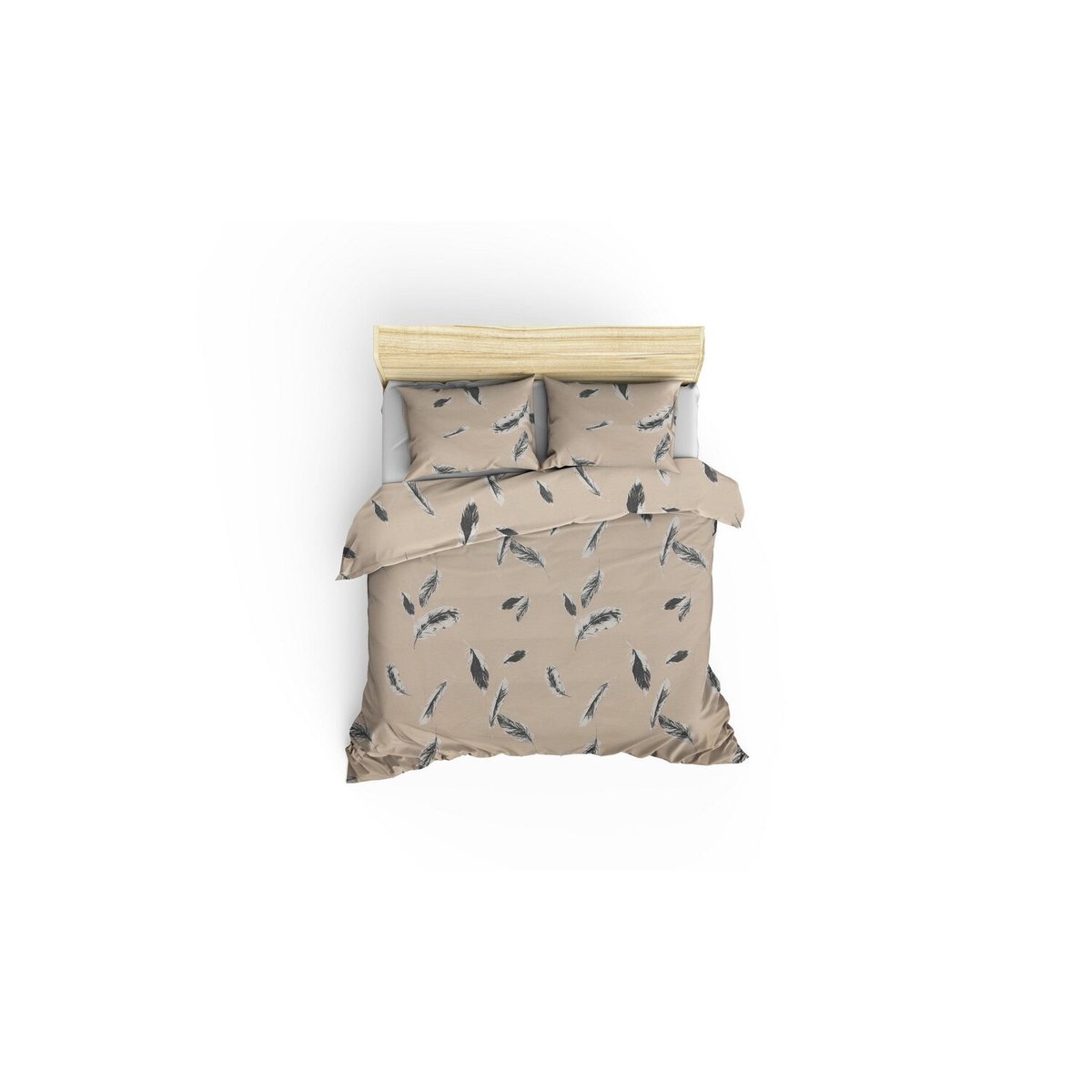 Parure housse de couette coton imprimée plumes, Feather multicolore, C DESIGN HOME TEXTILE