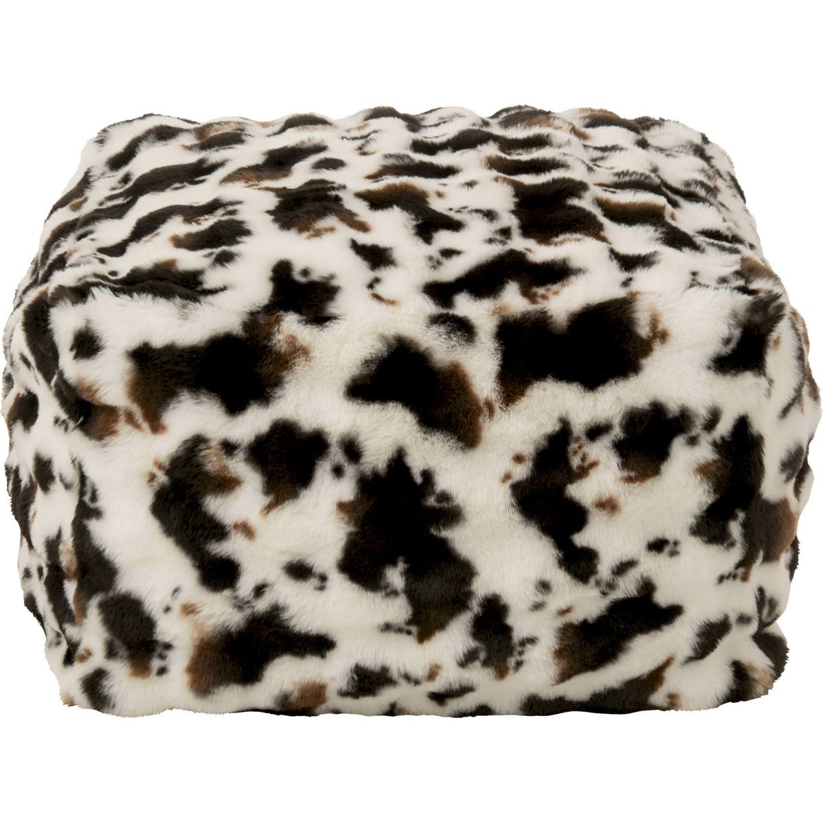 Pouf motif vache en coton blanc et marron foncé, RECOLLECTION