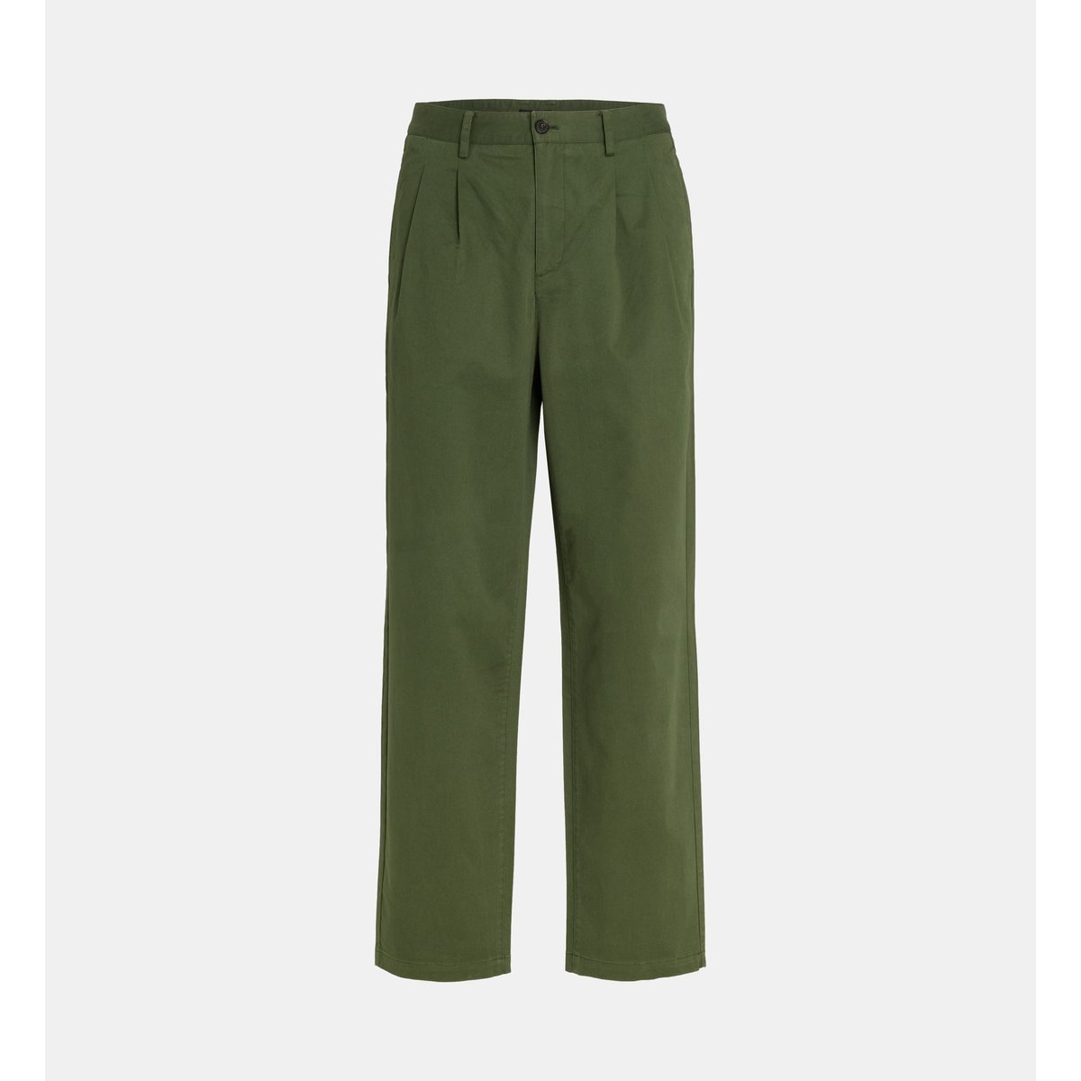 Pantalon sleats à pinces en coton vert foncé, GALERIES LAFAYETTE