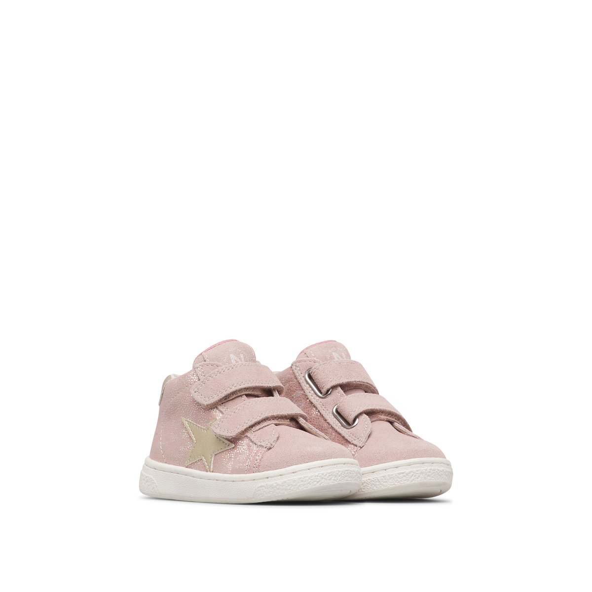 Baskets hautes en cuir et tissu PINN HIGH VL. rose poudré-platine, NATURINO