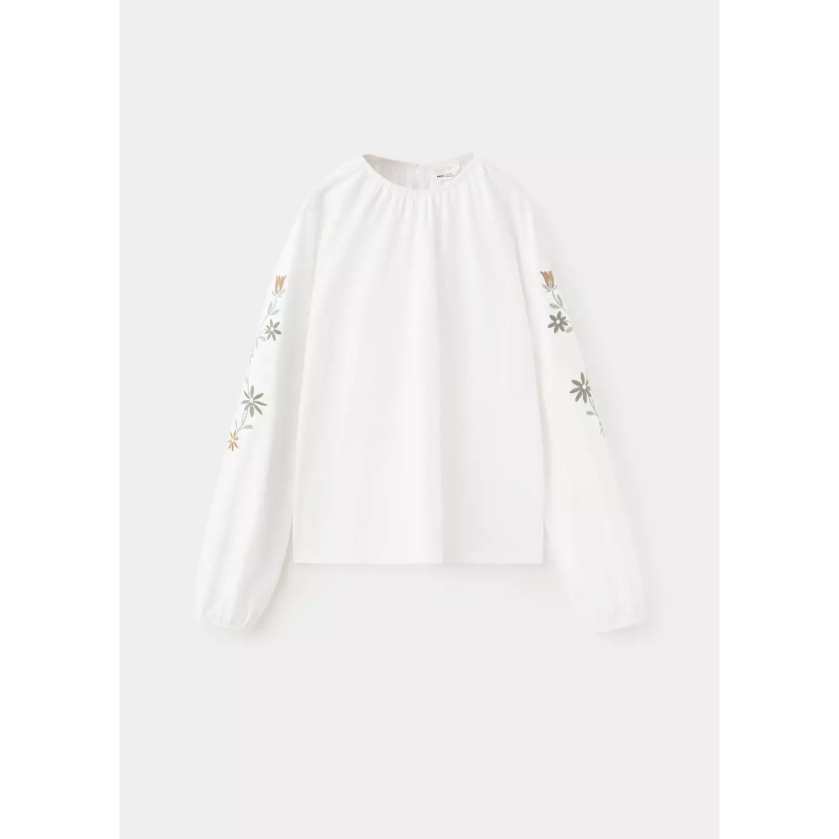T-shirt coton broderie à fleurs blanc cassé, MANGO KIDS