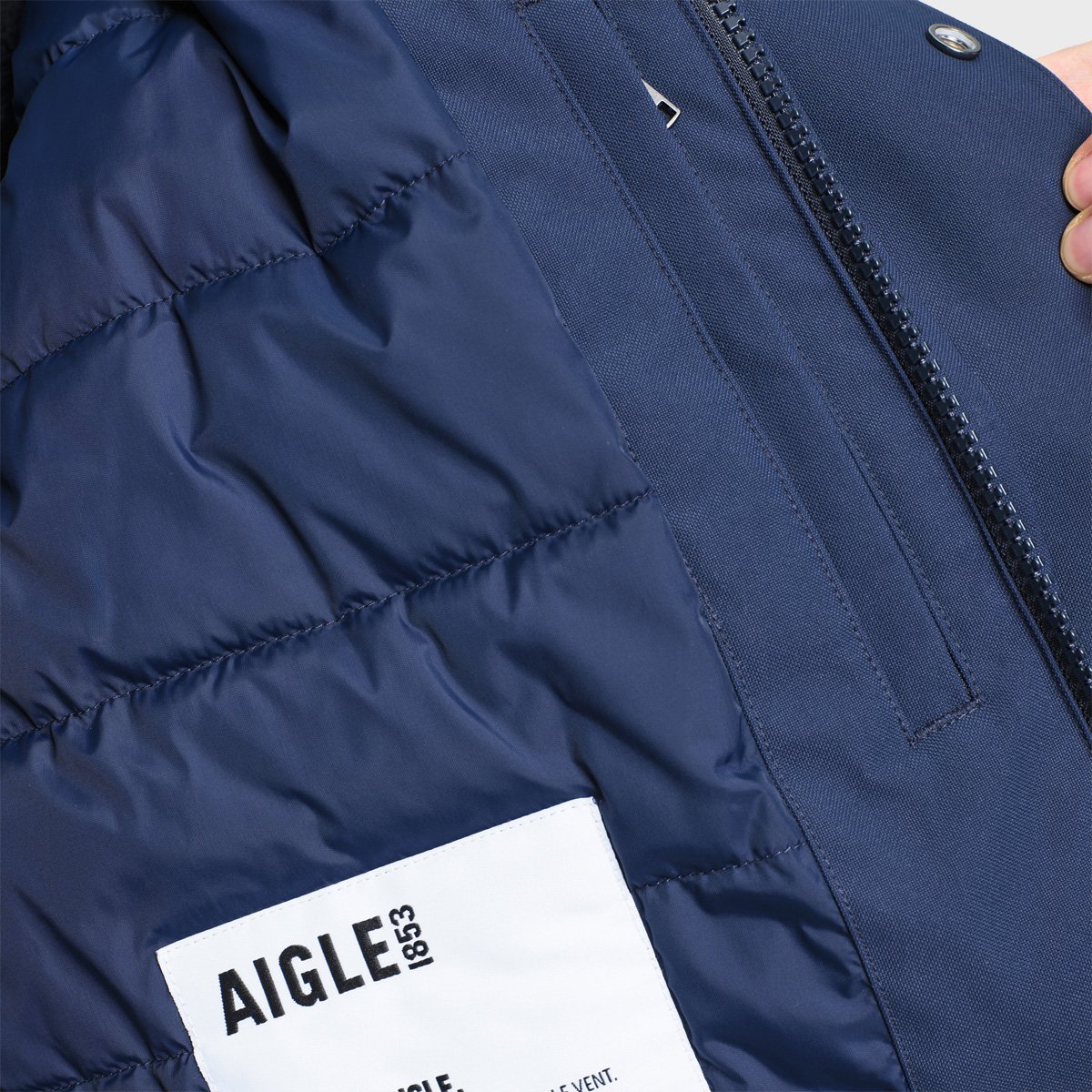 Longue parka d'hiver à poches multiples MTD bleu marine, AIGLE