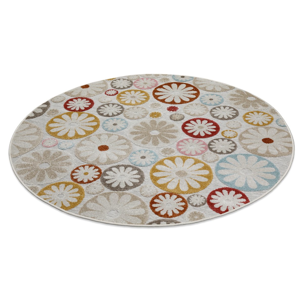 Tapis rond intérieur extérieur bohème floral ,  Flowerdrops multicolore, WECON HOME