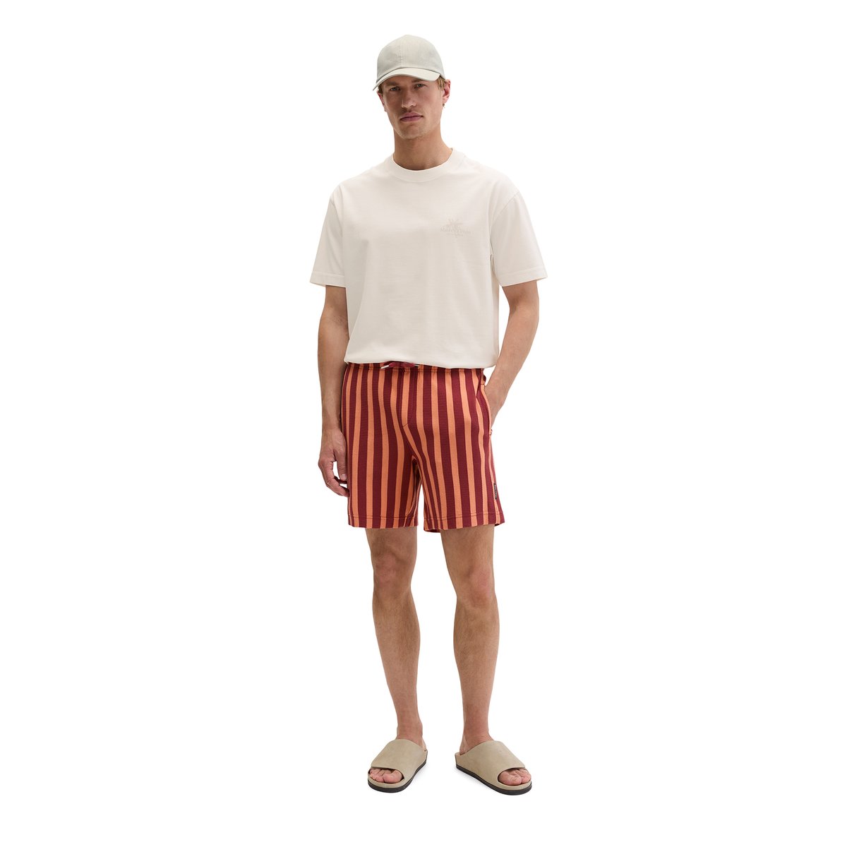 Short en jersey DfC regular avec des bandes de couleur et de structure dunkelrot, MARC O'POLO