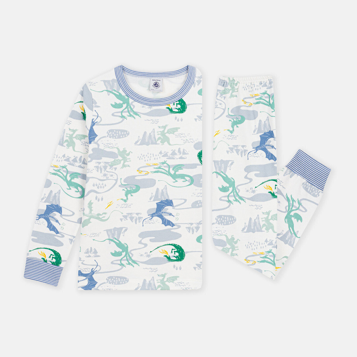 Pyjama en molleton, imprimé dragons imprimé, PETIT BATEAU