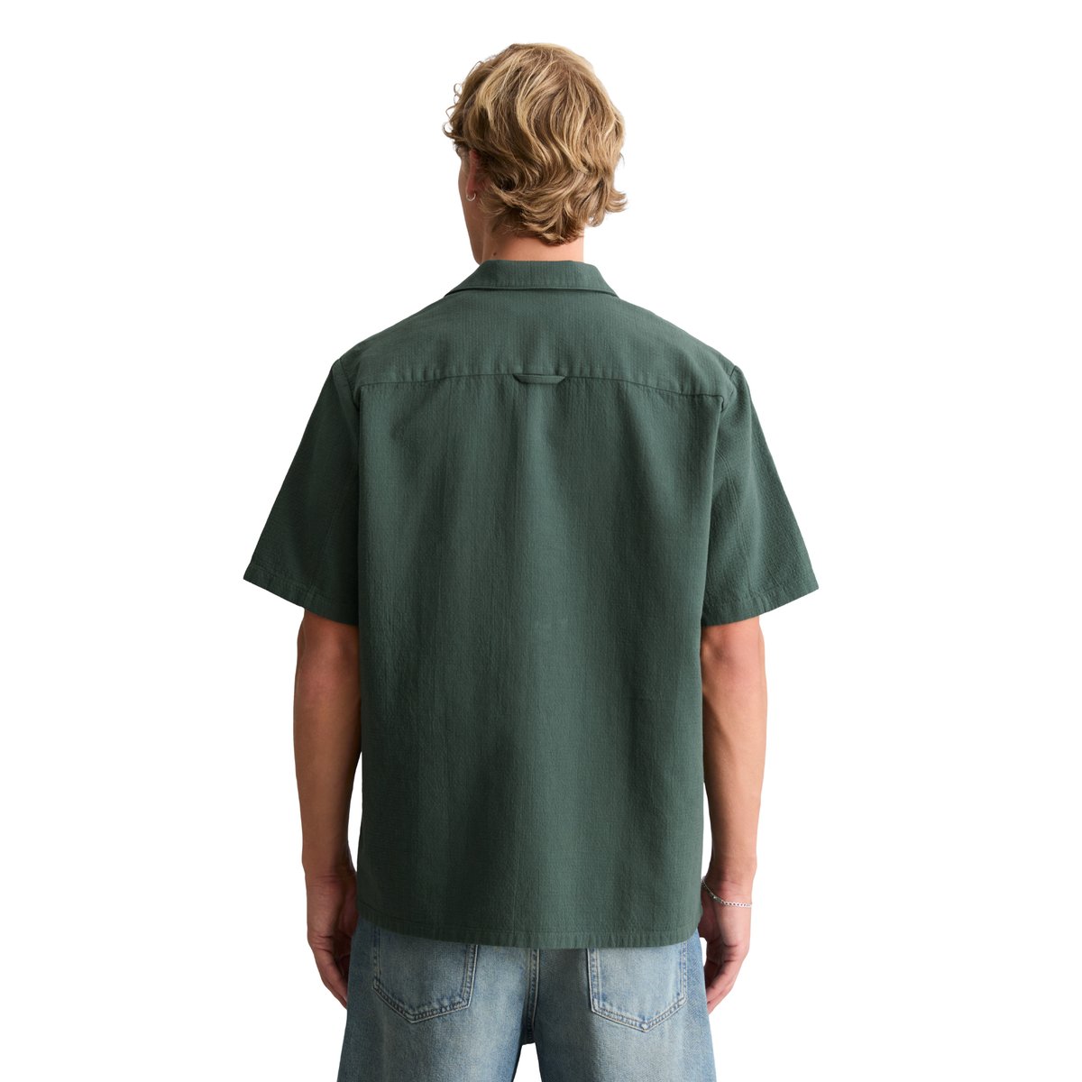 Chemise à manches courtes regular en sergé de coton bio double épaisseur vert, MARC O’POLO DENIM