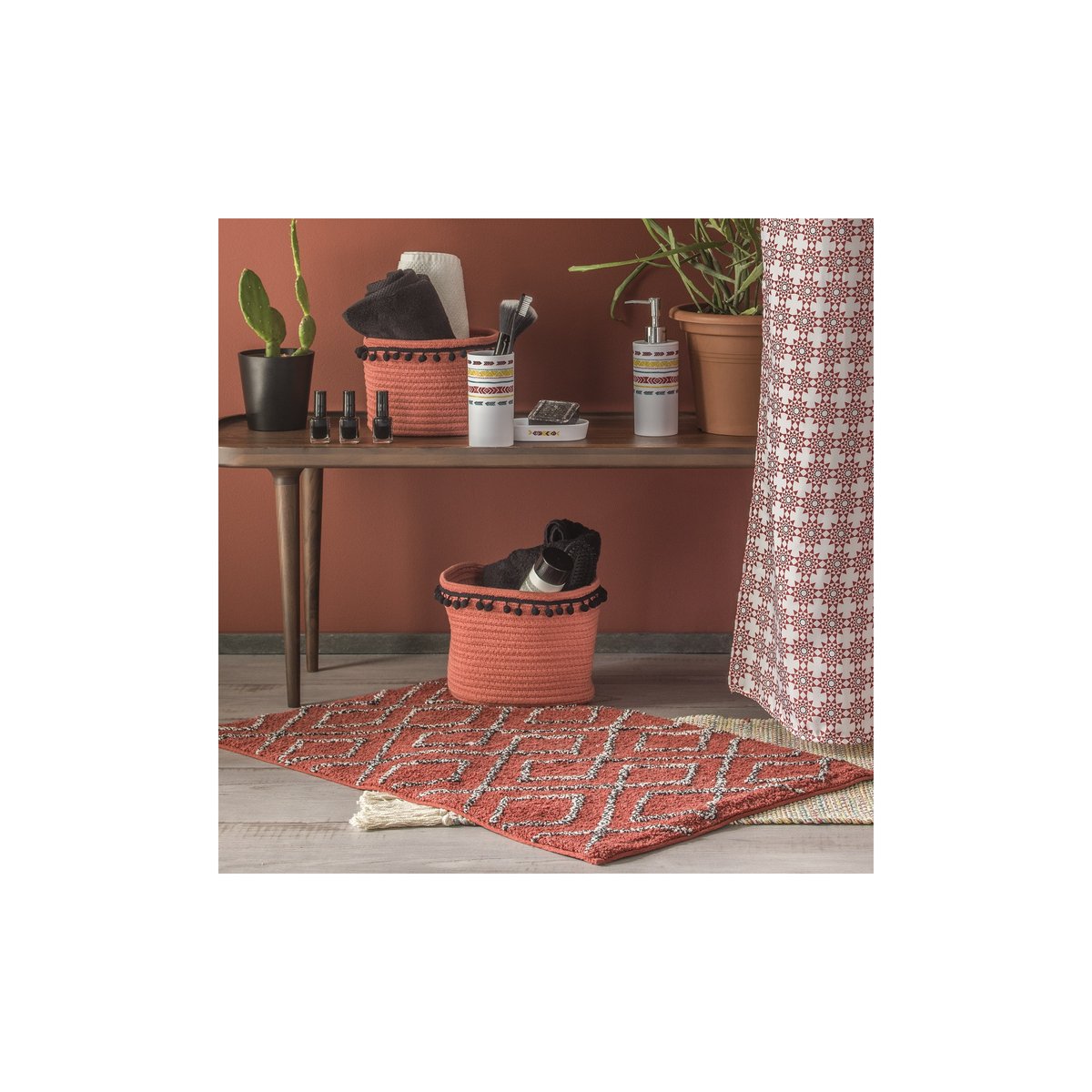 Lot de 2 paniers de rangements corde de coton TERRY terracotta, GUY LEVASSEUR