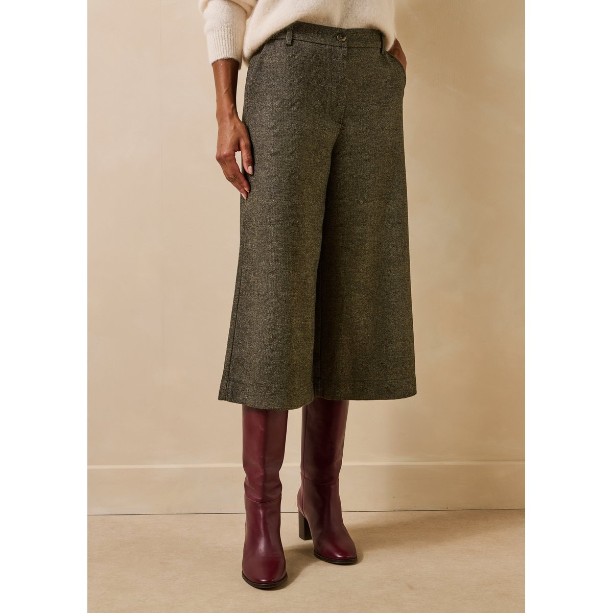 Bermuda long en tweed ecorce, LA FEE MARABOUTEE