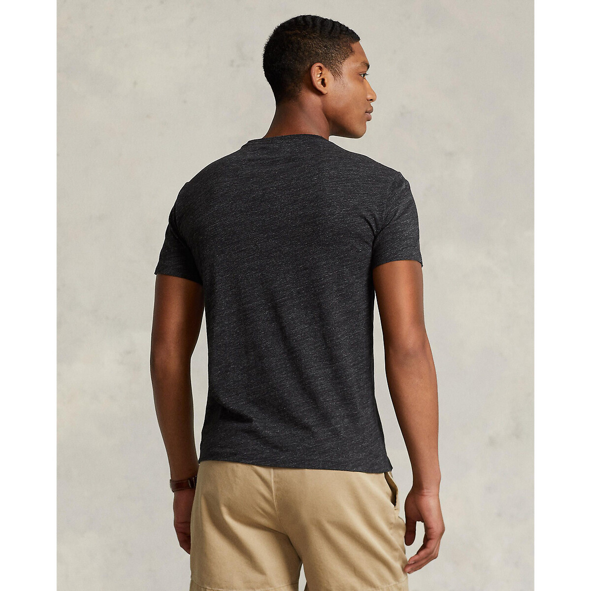T-shirt col rond en jersey coupe ajustée gris anthracite, POLO RALPH LAUREN