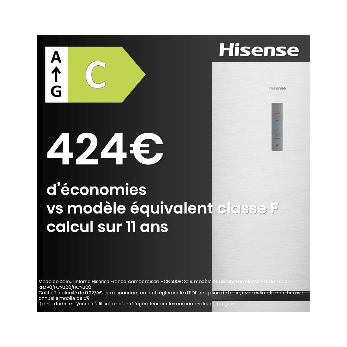 Réfrigérateur combiné RB390N4BCC couleur unique, HISENSE