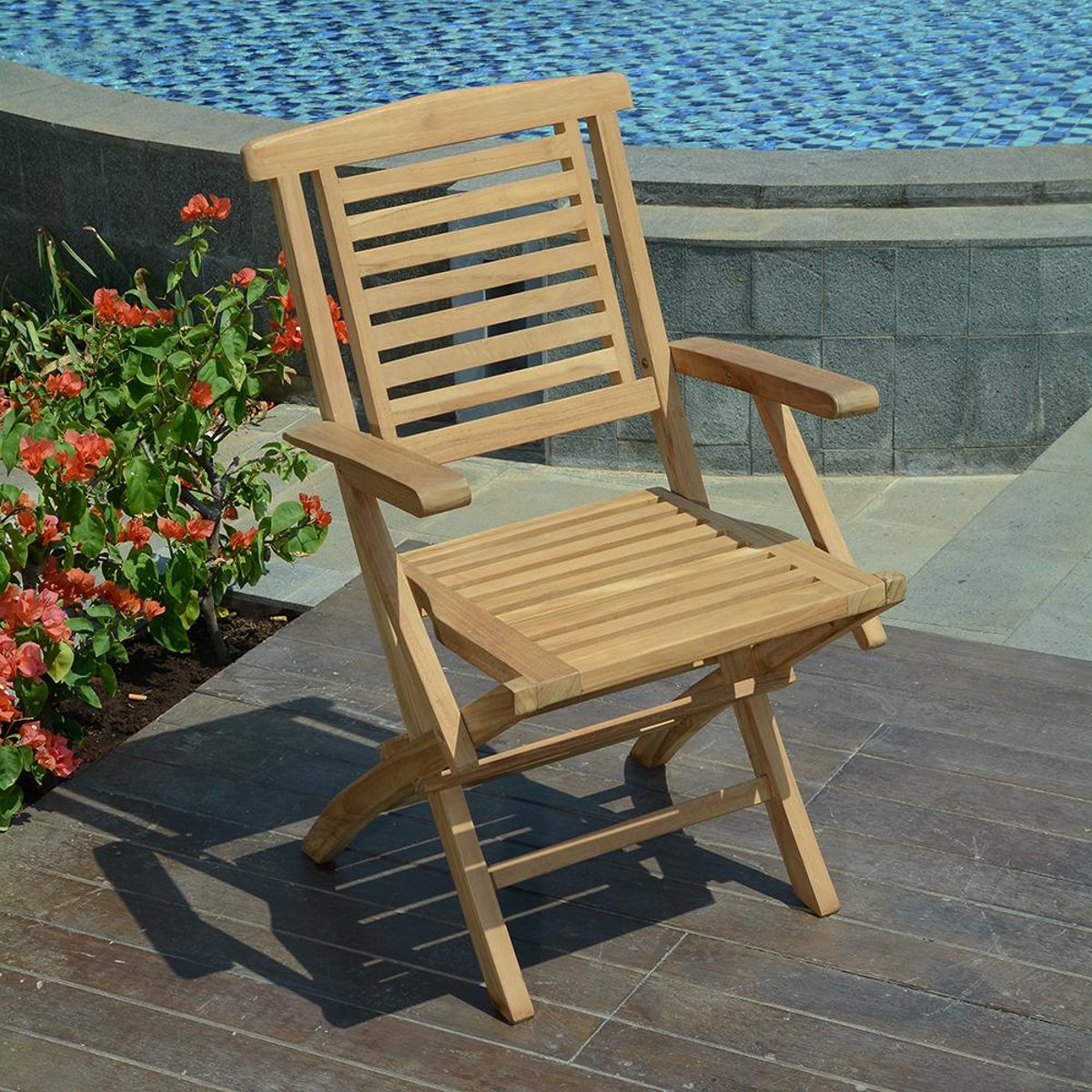 Fauteuils de jardin pliantes en teck massif (lot de 2) - BARBADE naturel, TECK ATTITUDE